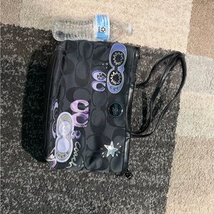 Coach Black and Purple Graphic Tote